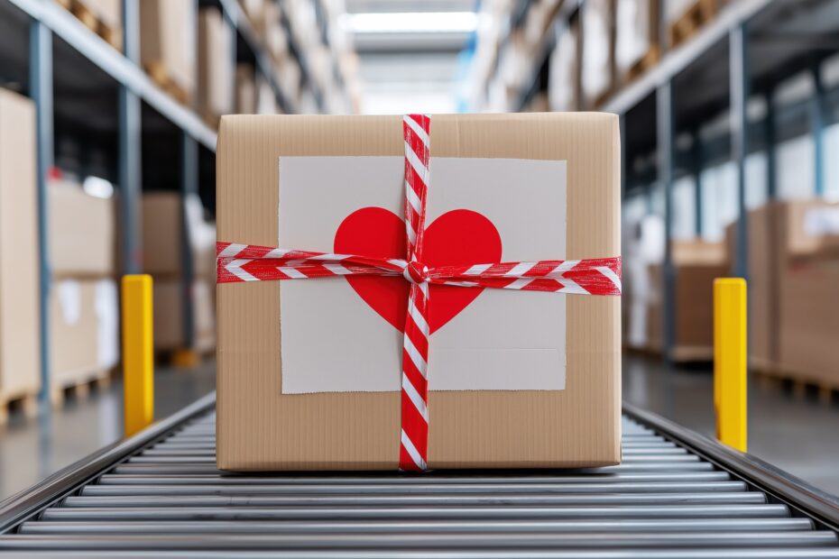 Geschenkpaket mit Herzsymbol im Lager | Firmengeschenke